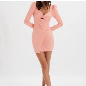 Lavish Alice Chic Long Sleeve Coral Dress brand new with tags, size 4